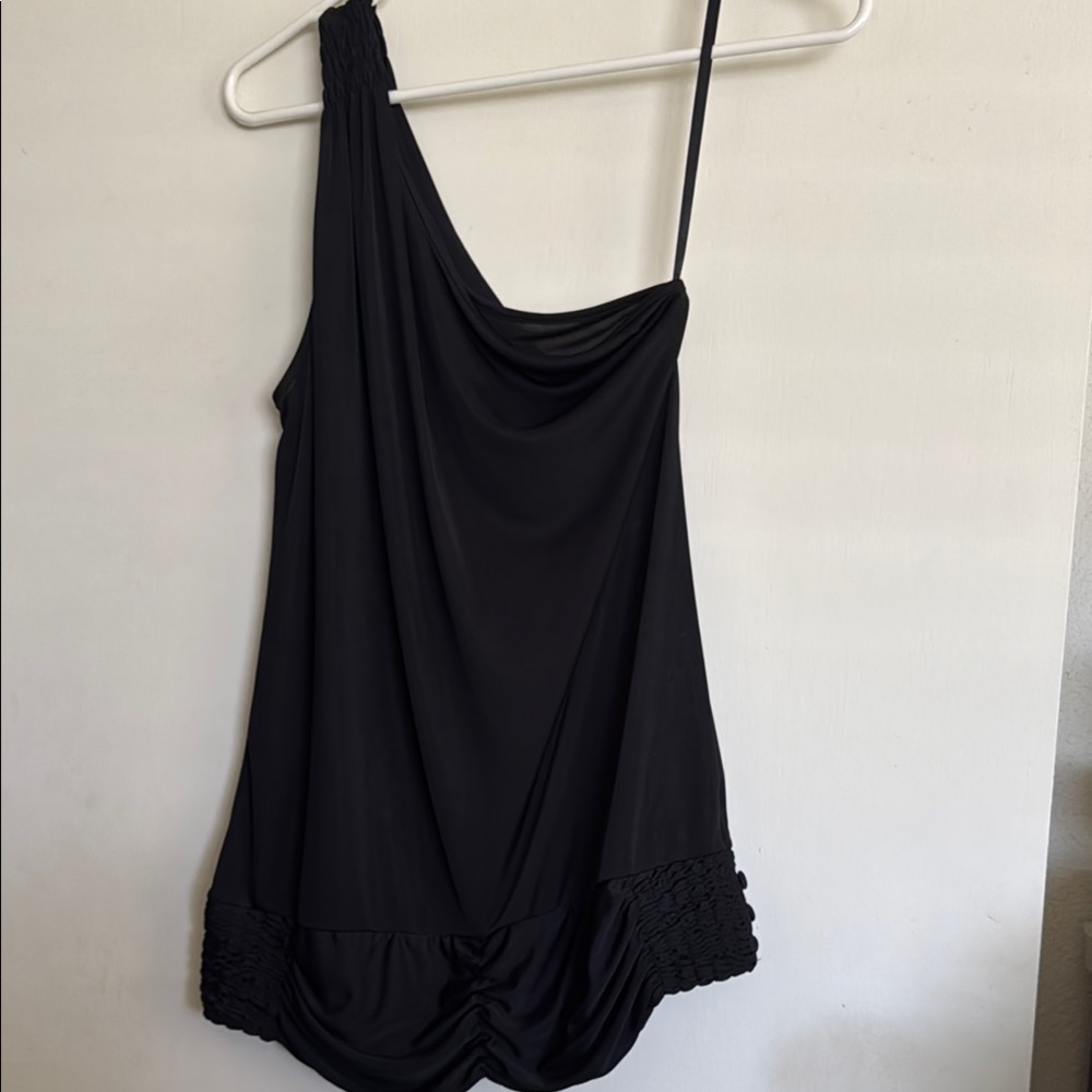 Arden B Elegant Black One-Shoulder Blouse